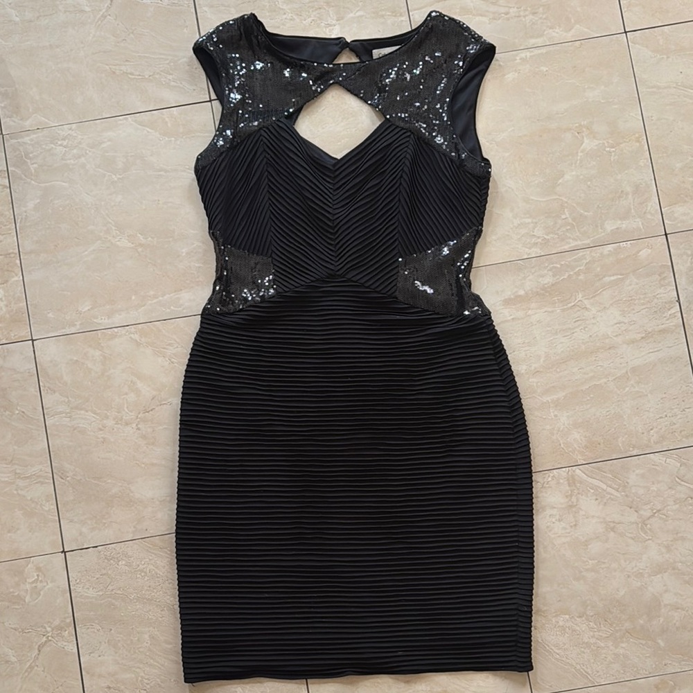 Calvin Klein Black Cut Out Ribbed Bodycon Dress